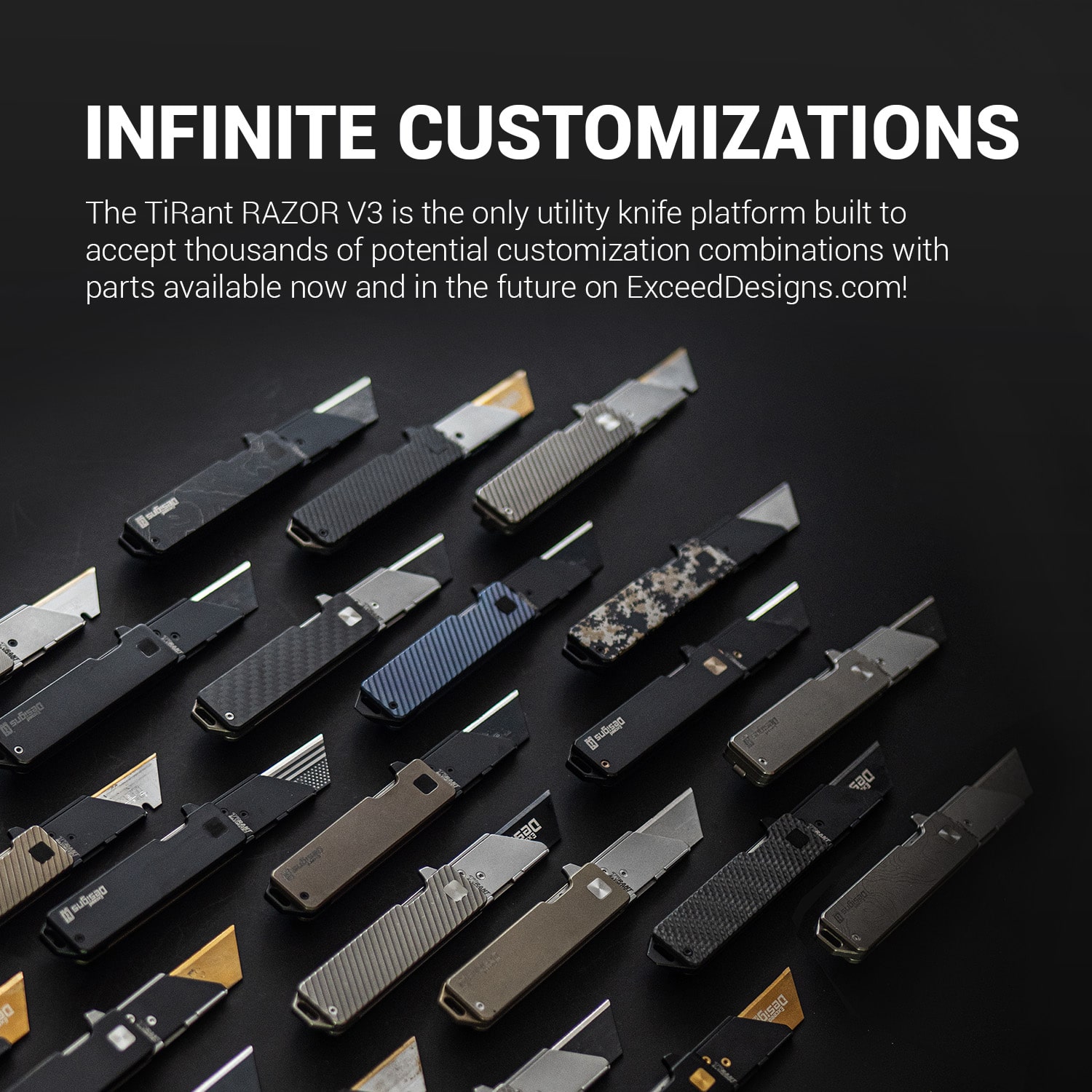 TiRant RAZOR V3 Utility Knife (Stonewashed 6AL-4V Titanium) – Exceed Designs
